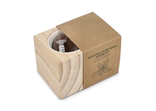 FSC-Holzpflanzgefäß-Set – Basilikum