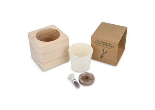 FSC-Holzpflanzgefäß-Set – Lavendel