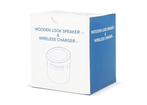 3W Lautsprecher in Holzoptik &amp; 5W Kabelloses Ladegerät