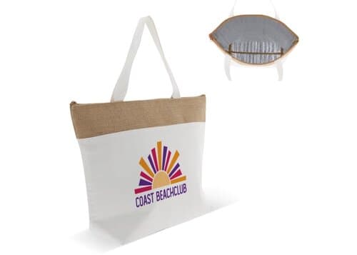 Strand-Kühltasche baumwolle/Jute 43x33x14 cm