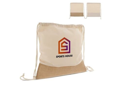 Rucksackbeutel Jute mit Baumwollschnüren 38x41cm