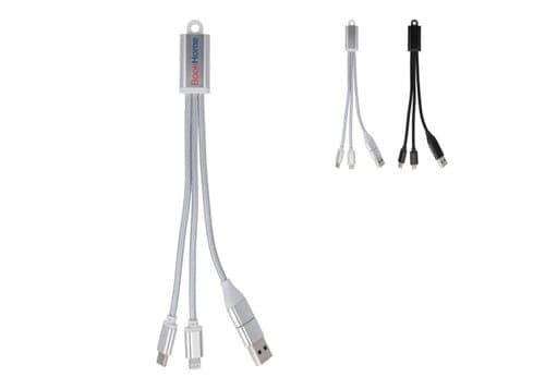 2-in-1-Ladekabel USB-A/C zu USB-C &amp; Lightning Aluminium