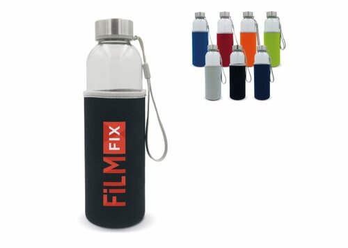 Trinkflasche aus Glas mit Neoprenhülle 500ml
