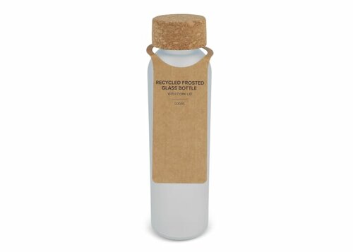 Gefrostete flasche aus recyceltem Glas mit Korkdeckel 500ml