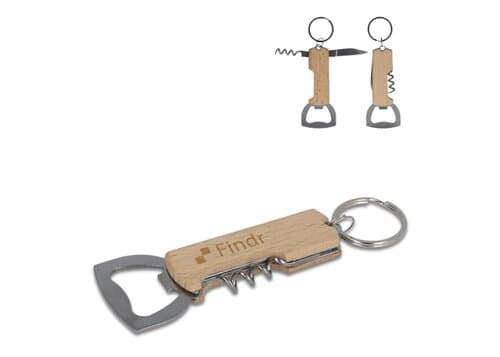 Bambus Wein &amp; Flaschenöffner Schlüsselanhänger