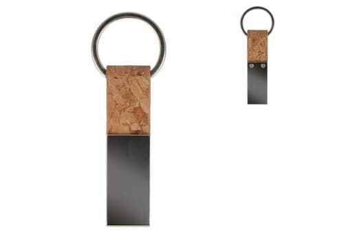 Schlüsselanhänger Kork &amp; Metall rechteckig