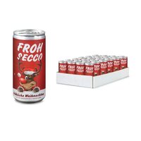 Geschenkartikel  Präsentartikel FROHSECCO Elch rot  24 x Promo Secco 02 l Slimlinedose