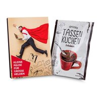 Geschenkartikel  Präsentartikel Tassenkuchen Schokolade 70 g Pause für große Bürohelden