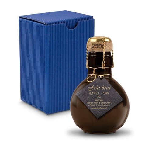 Kleinste Sektflasche der Welt! schwarzer Anhänger - Inklusive Geschenkkarton, 125 ml
