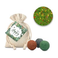Geschenkartikel  Präsentartikel Blumenwiese Bee Happy 3 Saatkugeln im Säckchen