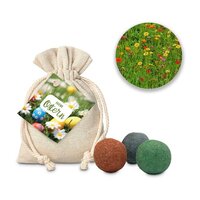 Geschenkartikel  Präsentartikel OsterBlumenwiese 3 Saatkugeln im Säckchen