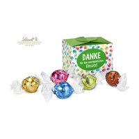 Geschenkartikel  Präsentartikel Lindt süßes Danke Pralinenschachtel mit bunten Händen 5 Lindorkugeln für Ihre Mitarbeiter