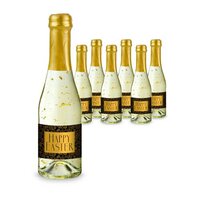 Geschenkartikel  Präsentartikel Hasengold  6 x Goldflockentraum Piccolo 02 l  Flasche klar Kapsel gold