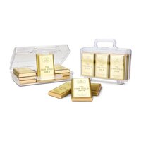 Geschenkartikel  Präsentartikel Goldkoffer mit 12 Goldbarren EdelvollmilchSchokolade 120 g