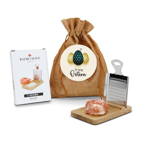 Geschenkset / Präsenteset: Kleine Salzreibe Frohe Ostern