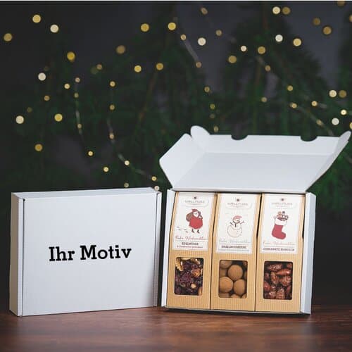 3 Weihnachts-Snacks im Geschenkkarton (versandfähig)