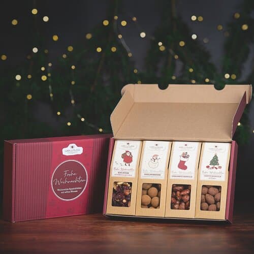 4 Weihnachts-Snacks im Geschenkkarton (versandfähig)