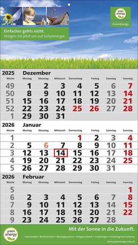 Papierwandkalender Standard 2 plus