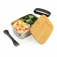 Stainless Steel Lunchbox mit BambusDeckel und Göffel
