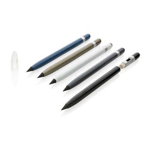 Tintenloser Stift aus Aluminium mit Radiergummi