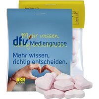 BrauseHerzen Mix Erdbeere und Wildkirsche ca 15g Express MidiTüte mit Werbereiter
