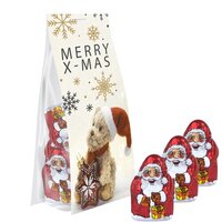 Mini SchokoWeihnachtsmänner ca 40g Express Blockbodenbeutel mit Werbereiter