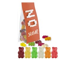 Gummibärchen zuckerfrei ca 40g Express Blockbodenbeutel mit Werbereiter