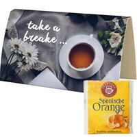 Beuteltee Spanische Orange ca 25g Werbekarte A6 gefaltet