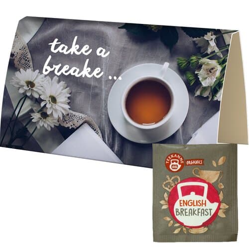 Bio Beuteltee English Breakfast, ca. 1,8g, Werbekarte A6 gefaltet