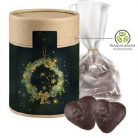 Lebkuchen Schokoherzen gefüllt ca 100g Beutel in Kraftpapierdose Maxi