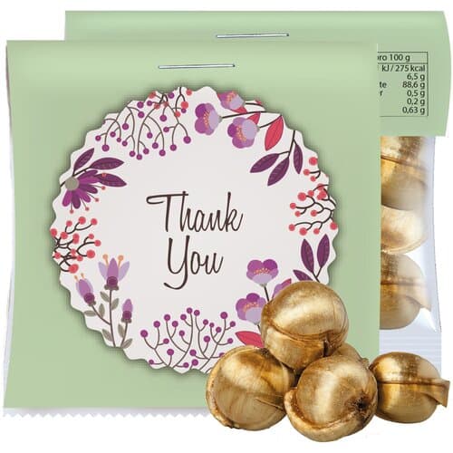 Goldnüsse Bonbons, ca. 17g, Express Midi-Tüte mit Werbereiter