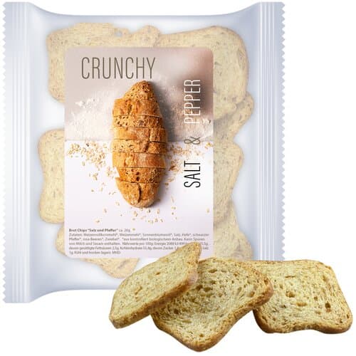 Bio Brot Chips Salz und Pfeffer, ca. 20g, Express Maxi-XL-Tüte mit Etikett
