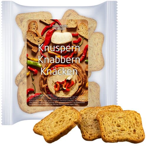 Bio Brot Chips Paprika und Chili, ca. 20g, Express Maxi-XL-Tüte mit Etikett