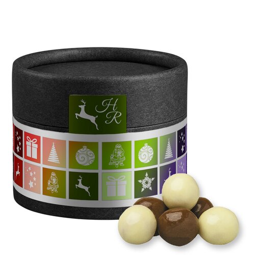 Bio Knusperkugeln-Mix, ca. 25g, Kraftpapierdose Mini schwarz