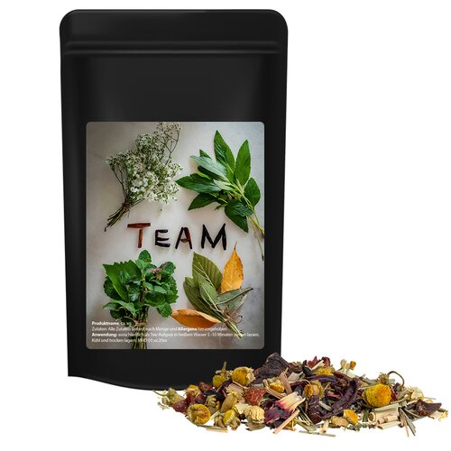 Bio Kräutertee Vierjahreszeiten, ca. 30g, Standbeutel Midi schwarz