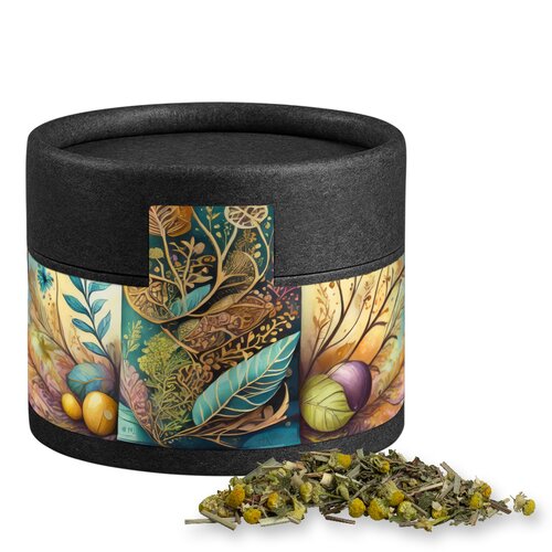 Bio Kräutertee Kräuterfantasie, ca. 9g, Kraftpapierdose Mini schwarz