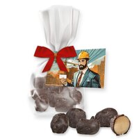 Edelmarzipan mit Bitterschokolade 35g Express Flachbeutel mit Schleife mit Werbekarte