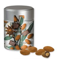 Schokomandeln mit Zimt ca 100g Metalldose Midi silber