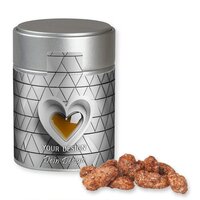 Bio Feuergebrannte Mandeln ca 100g Metalldose Midi silber