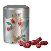 Gebrannte Mandeln Himbeere ca 100g Metalldose Midi silber