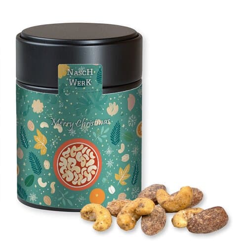 Bio Zimt-Mandel Vanille-Cashew Mix, ca. 100g, Metalldose Midi schwarz