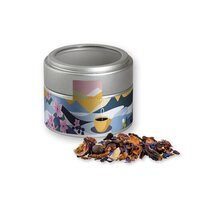 Christkindl Tee ca 30g Metalldose Mini mit Sichtfenster silber
