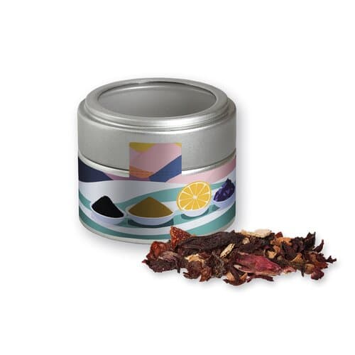 Bio Weihnachts Früchtetee, ca. 30g, Metalldose Mini mit Sichtfenster silber