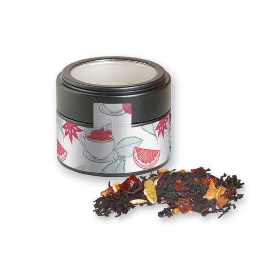 Bio Weihnachts Schwarztee, ca. 30g, Metalldose Mini mit Sichtfenster schwarz