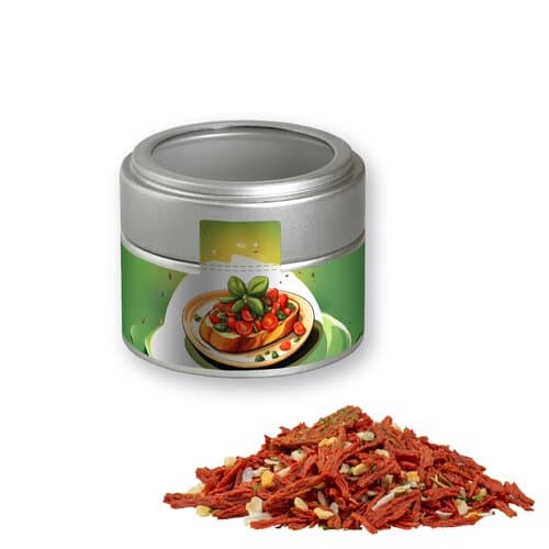 Bio Gewürzmischung Toskanische Bruchetta, ca. 40g, Metalldose Mini mit Sichtfenster silber