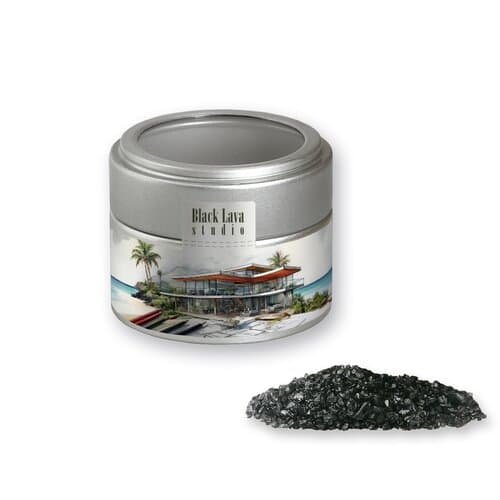Gewürzmischung Black Lava Salz, ca. 110g, Metalldose Mini mit Sichtfenster silber