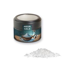Meersalz ca 110g Metalldose Mini mit Sichtfenster schwarz