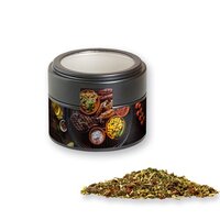 Gewürzmischung Steakgewürz ca 65g Metalldose Mini mit Sichtfenster schwarz