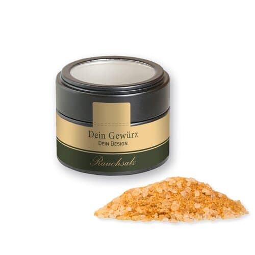 Gewürzmischung Rauch-Salz grob, ca. 110g, Metalldose Mini mit Sichtfenster schwarz