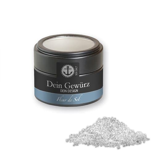 Fleur de Sel, ca. 50g, Metalldose Mini mit Sichtfenster schwarz